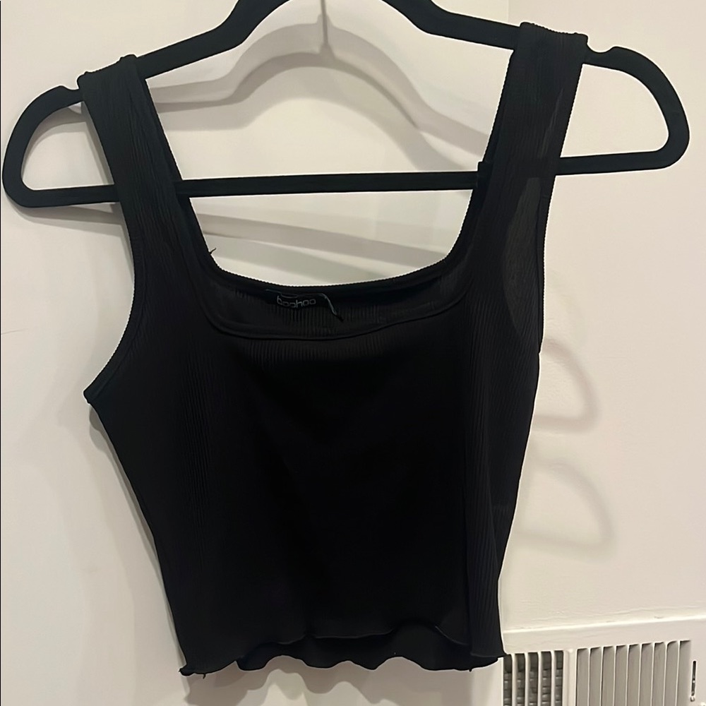 BooHoo Black Ribbed Women's Top